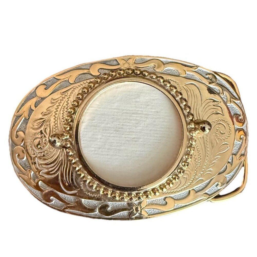 Empty Gold Buckle 2.25 X 3.5 Inches Round Opening‎ Oval Shaped Made In USA